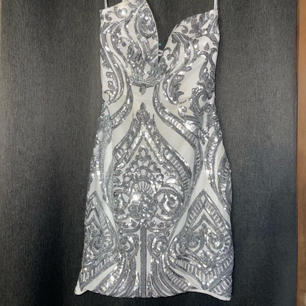 Sequin white and silver dress